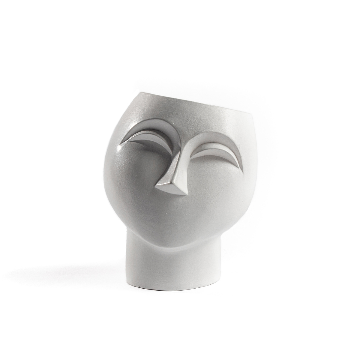 Jarra de cerâmica branca figura cara de mulher