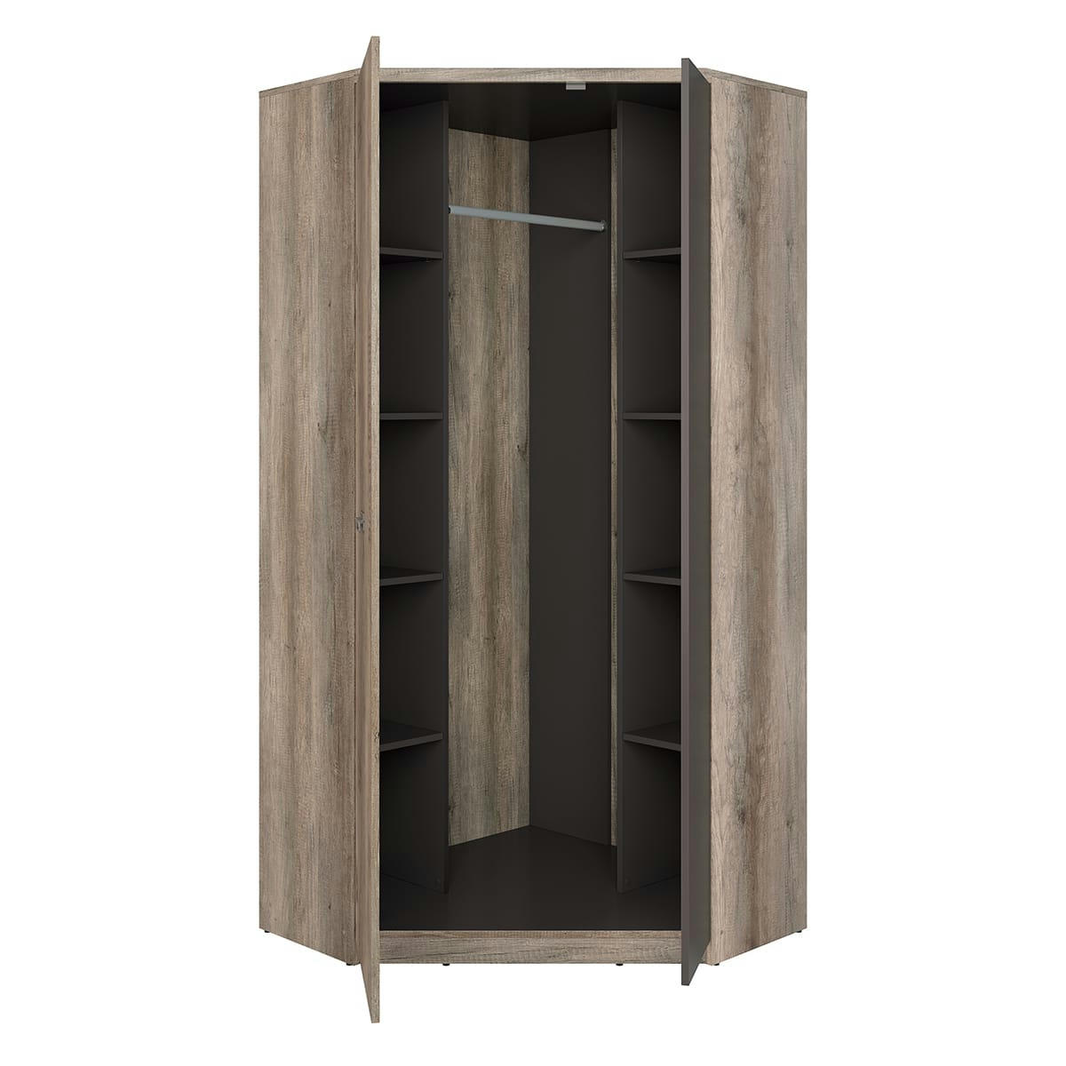 - Armoire d'angle 2 portes stratifiés naturel et gris