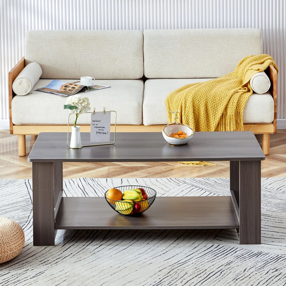 Modern Textured Double Layered Coffee Table for living room and bedroom