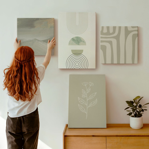 Obraz canvas 4 częściowy Zieleń wzory |40x40, 40x60| Wallfluent