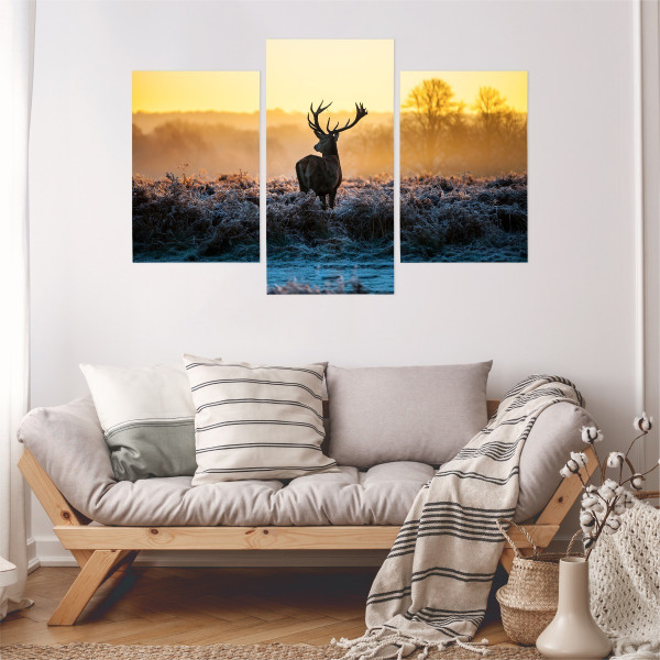 Obraz Tryptyk JELEŃ na Rykowisku Dekor 3D 60x40cm