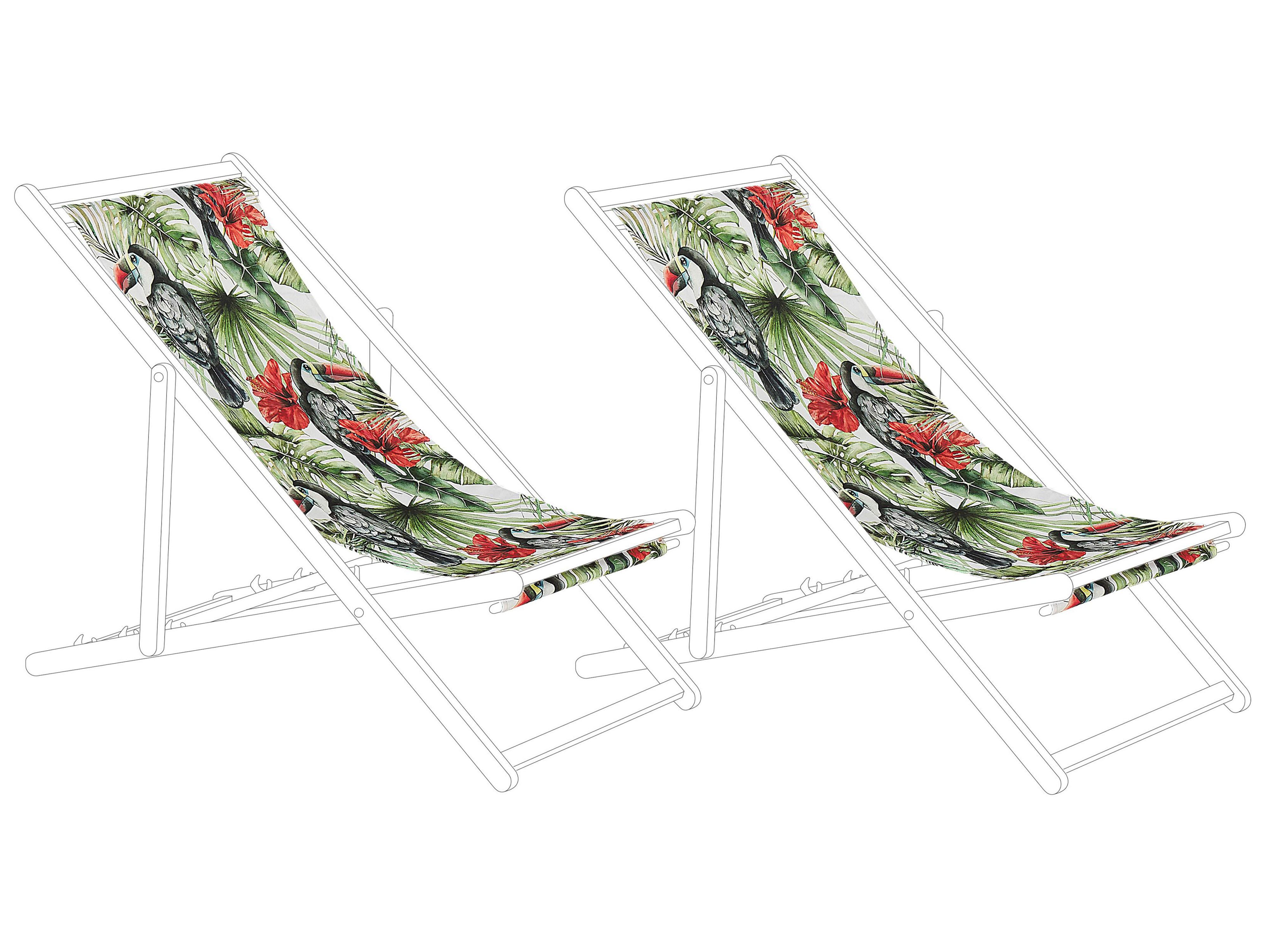 Set of 2 Sun Lounger Replacement Fabrics ANZIO/AVELLINO 113 x 44 cm Multicolour