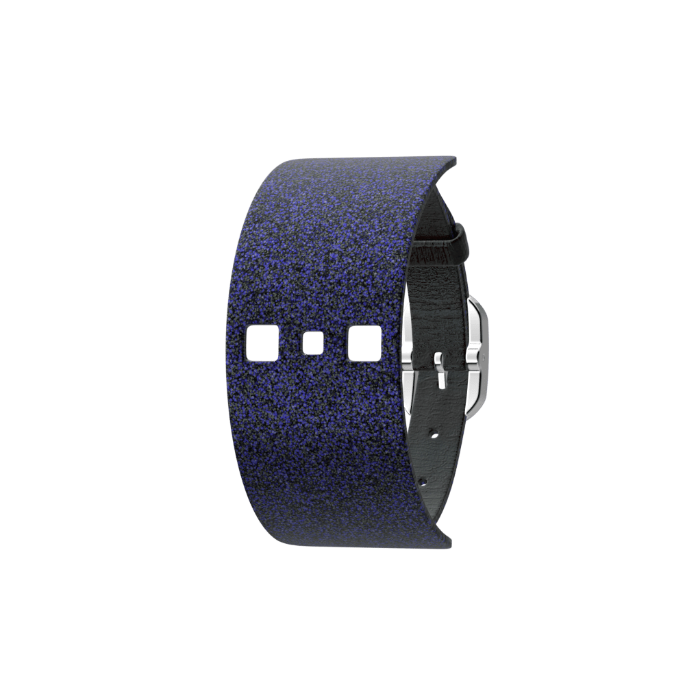 Bracelet Cuir, Nuit étoilée / Brun écorce, boucle dorée rose