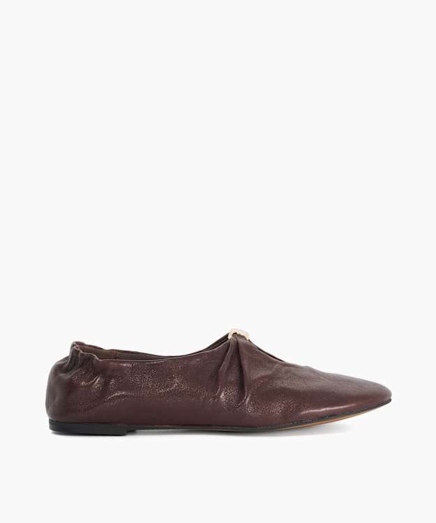 Havella Burgundy - Ruched Leather Ballet Flats