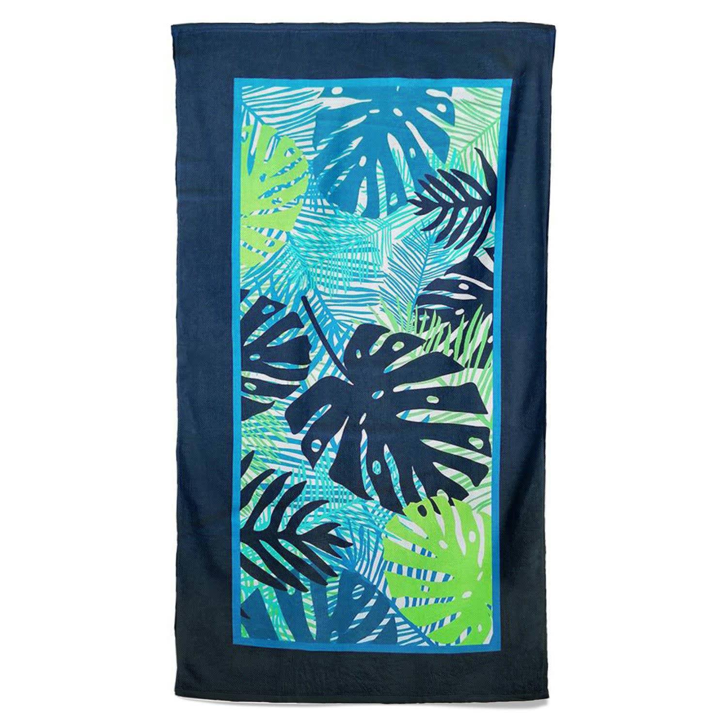 PLAGE MICROFIBRE - Serviette de plage microfibre Tropical Leaves 90x170 vert
