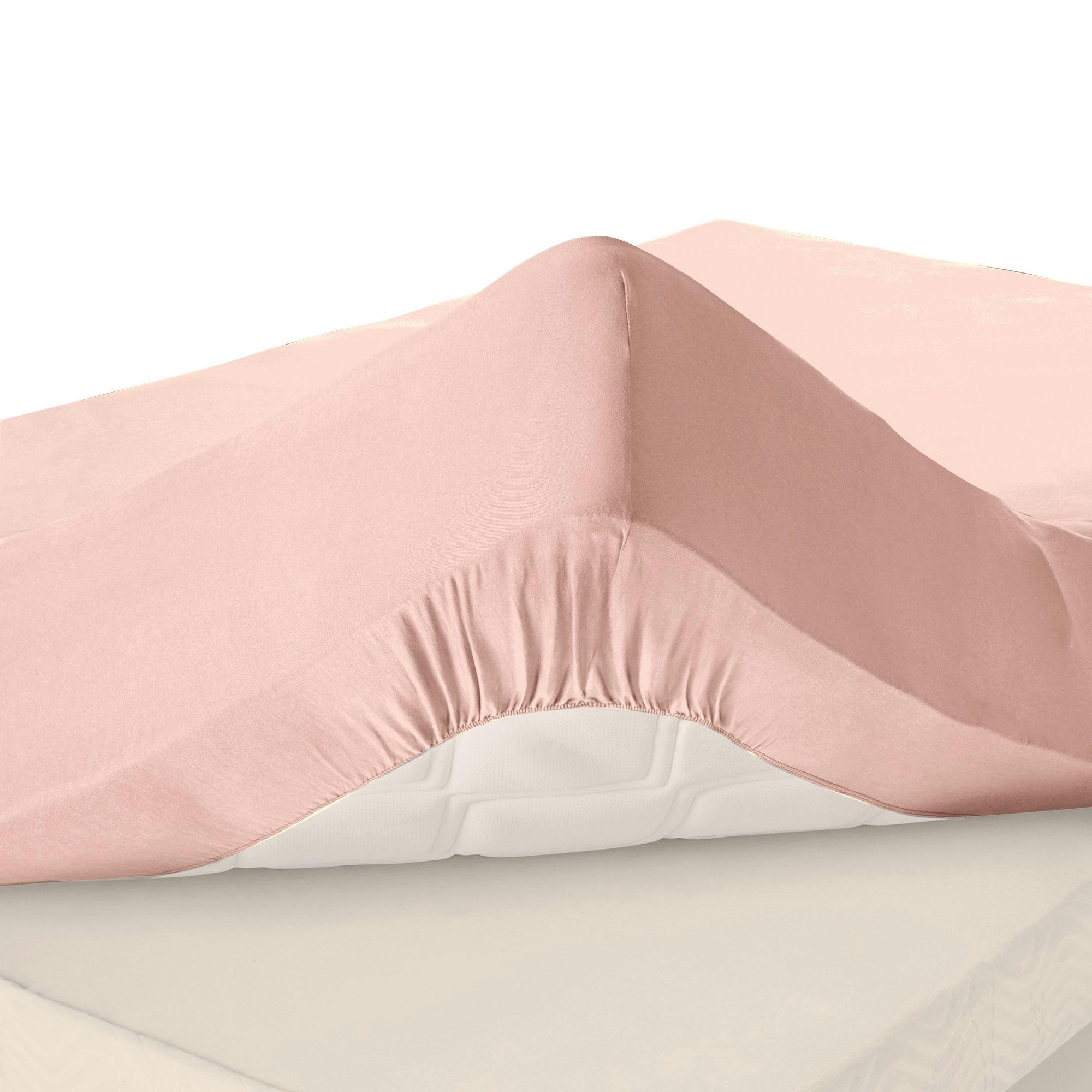 GRANDS BONNETS - Drap-housse grand bonnet 90x200x30 rose thé en coton