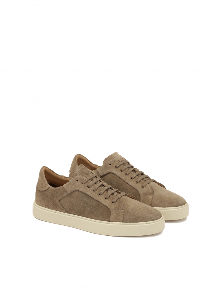 Suede sneakers in taupe color