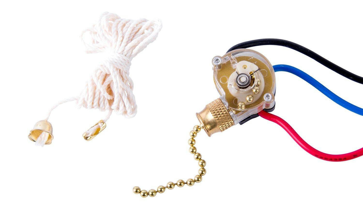 GARDNER BENDER GSW-39 3-Way Easy to Install Fan and Light Switch with Chain