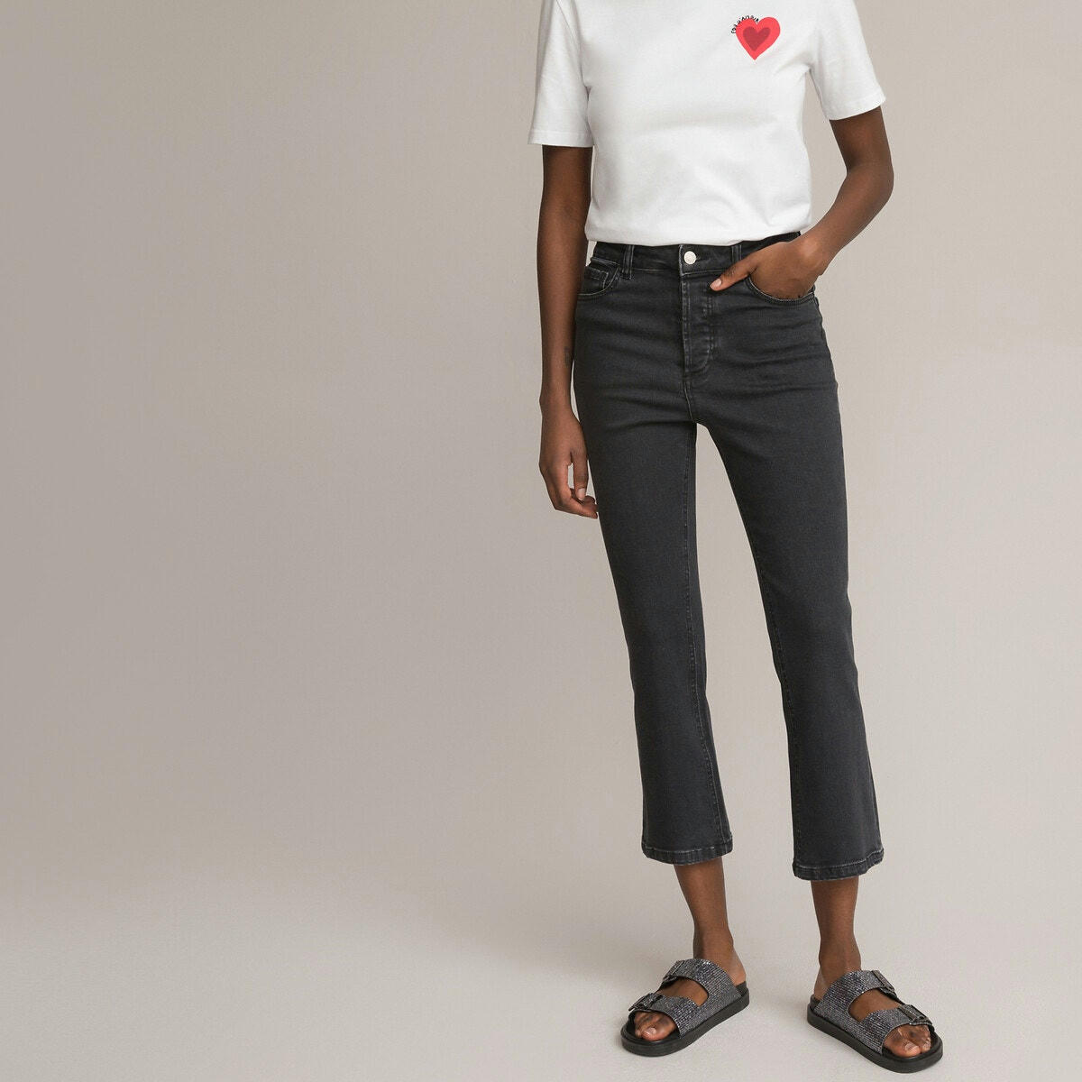 Jean kick flare taille haute