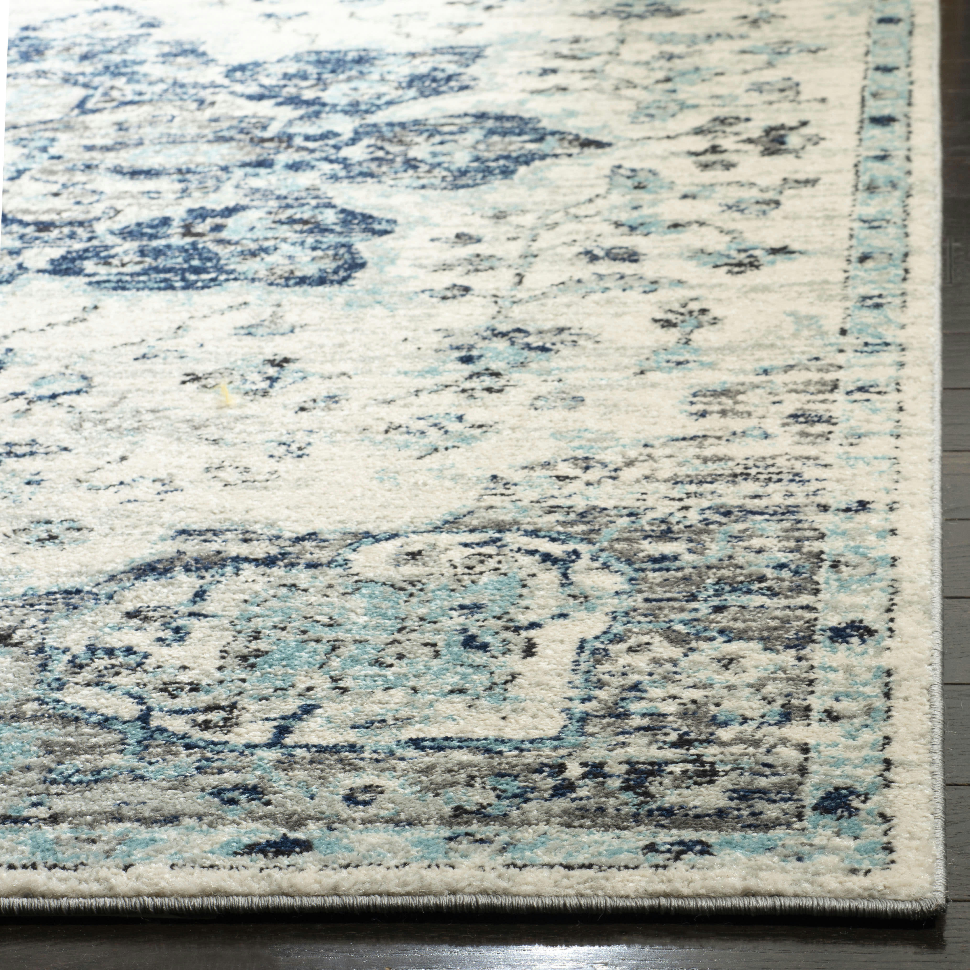 MADISON - Tapis de salon interieur en ivoire & marine, 91 x 152 cm