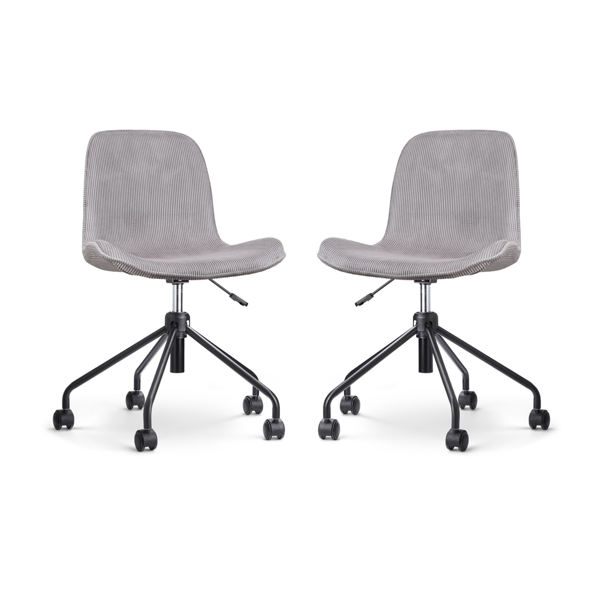 Nolon Nout-Fé Bureaustoelen Set van 2 Rib Warm Grijs - Zwart Onderstel