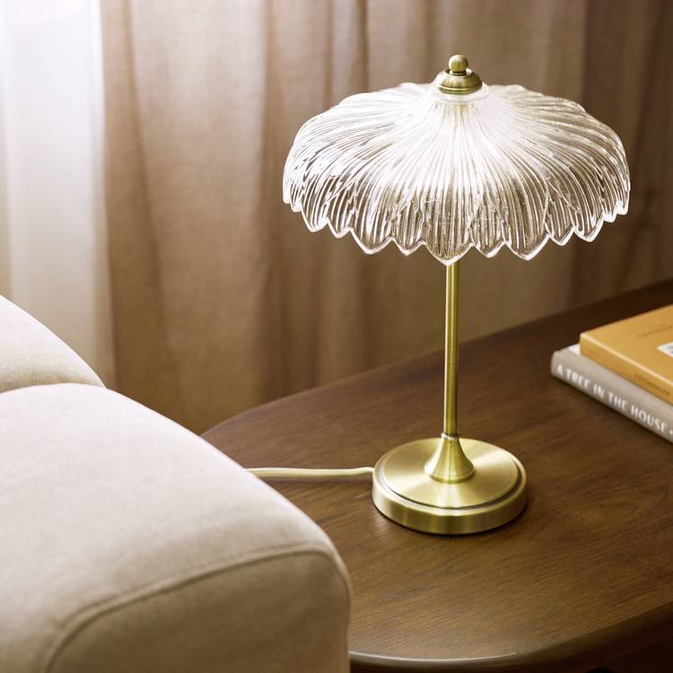 Habitat Petal Glass Table Lamp - Brushed Brass