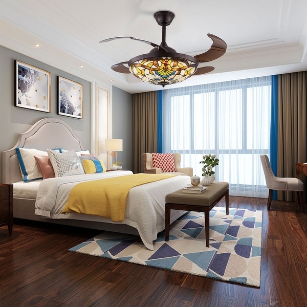 42 Inches Tiffany Style Ceiling Fan with Remote - 42 Inches