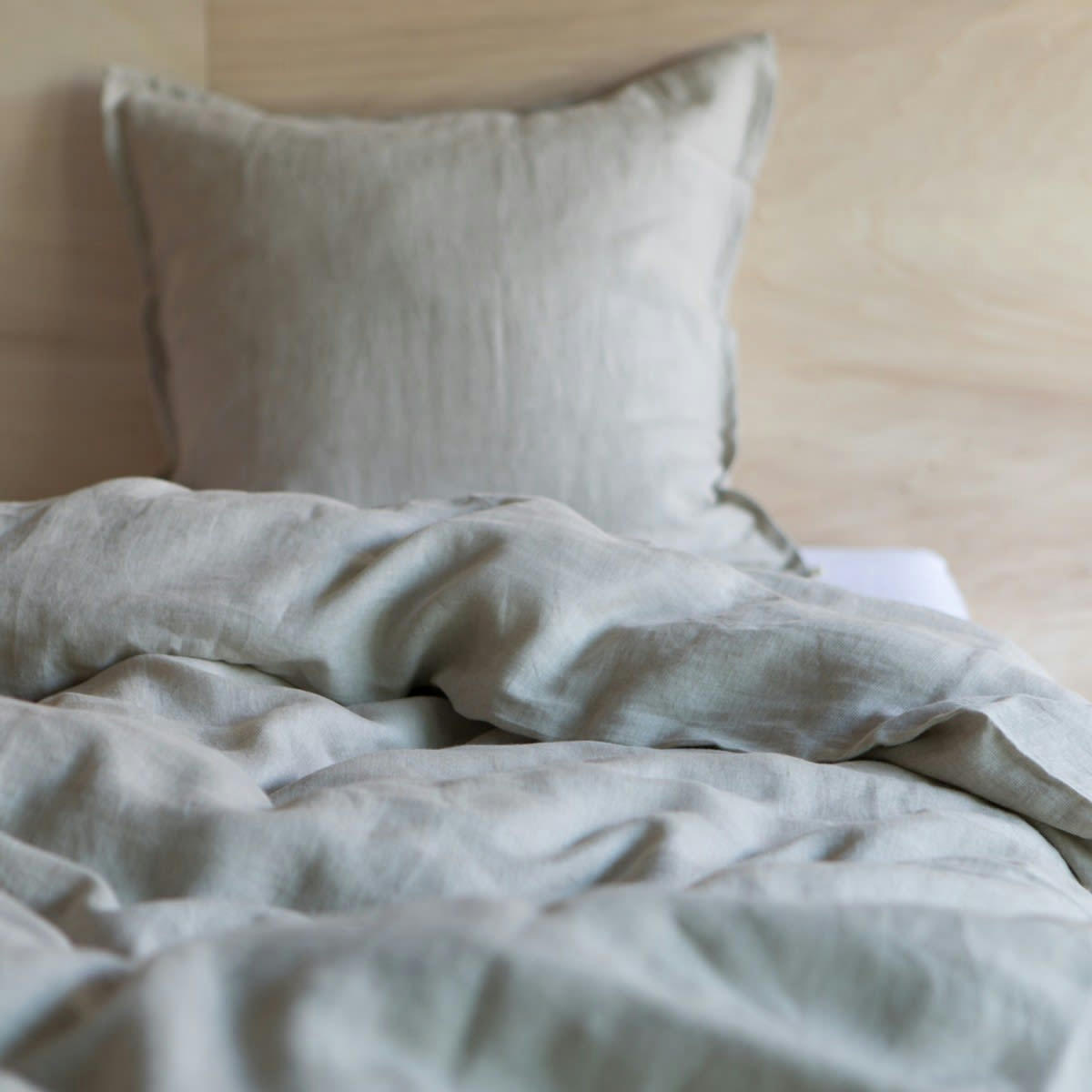 LES ESSENTIELS - Housse de couette fermeture boutons en lin lavé beige foncé 260x240