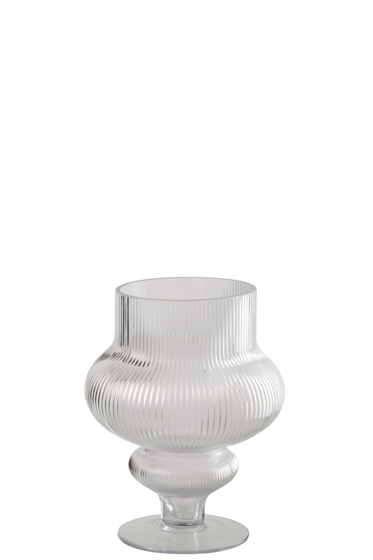 J-Line vaas Ada Geribbeld - glas - transparant - small