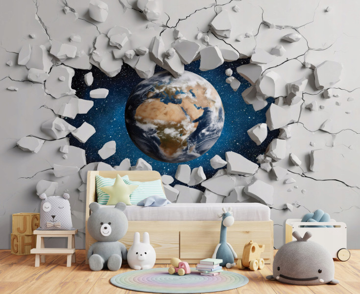 Fototapeta 3D Szary Na Flizelinie Dla Dzieci 250x175