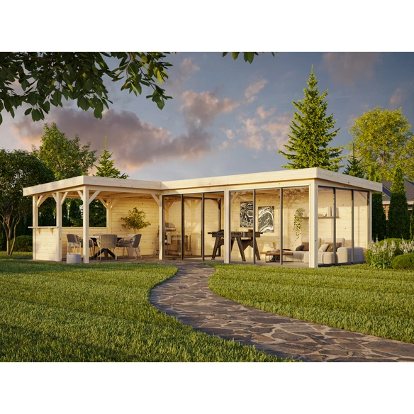 Pavillon »Lenna«, Aufstellmaße BxTxH: 916 x 628 x 245 cm, tauchgrundiert, Holz