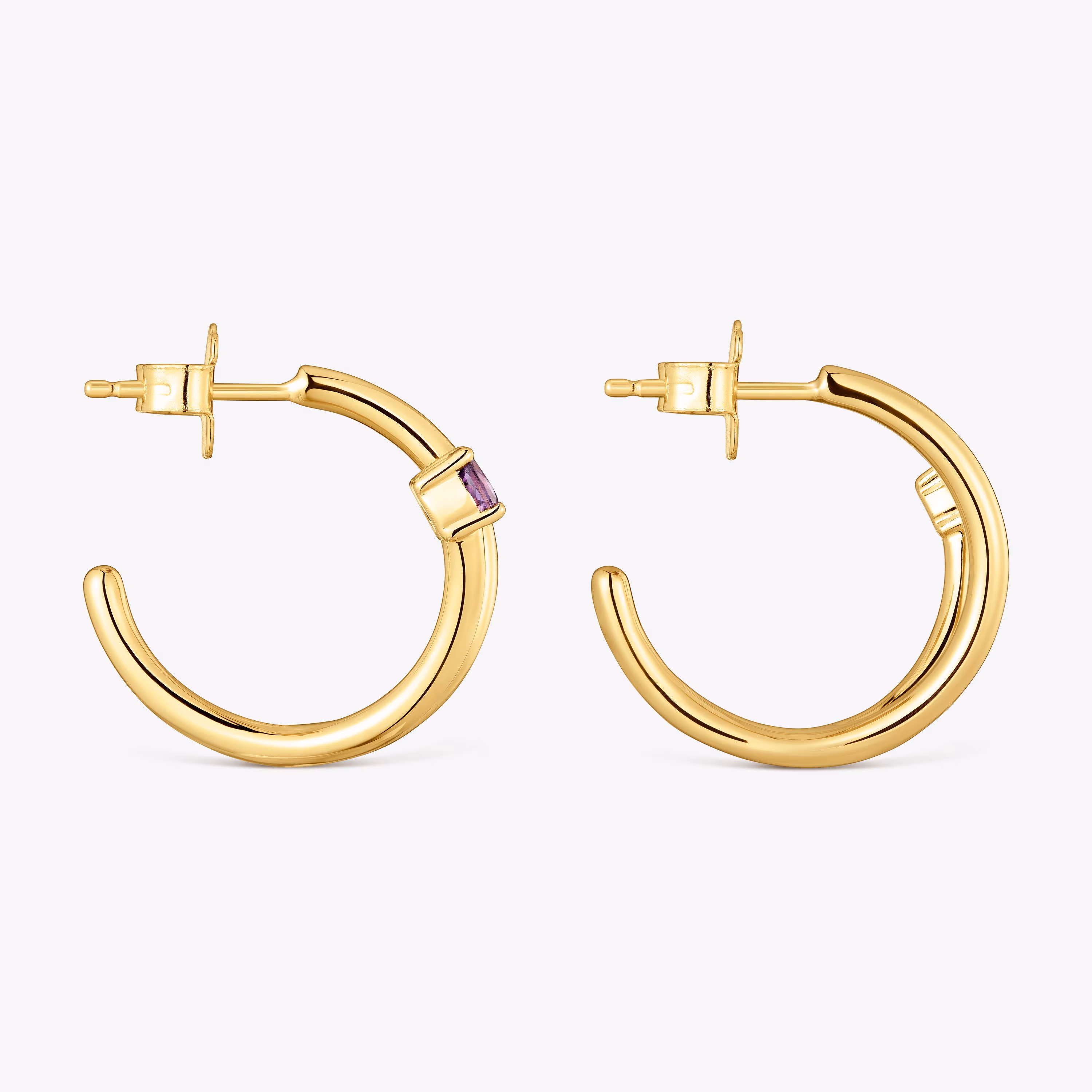 Pendientes de aro con baño de oro 18 kt sobre plata y gemas Lio
