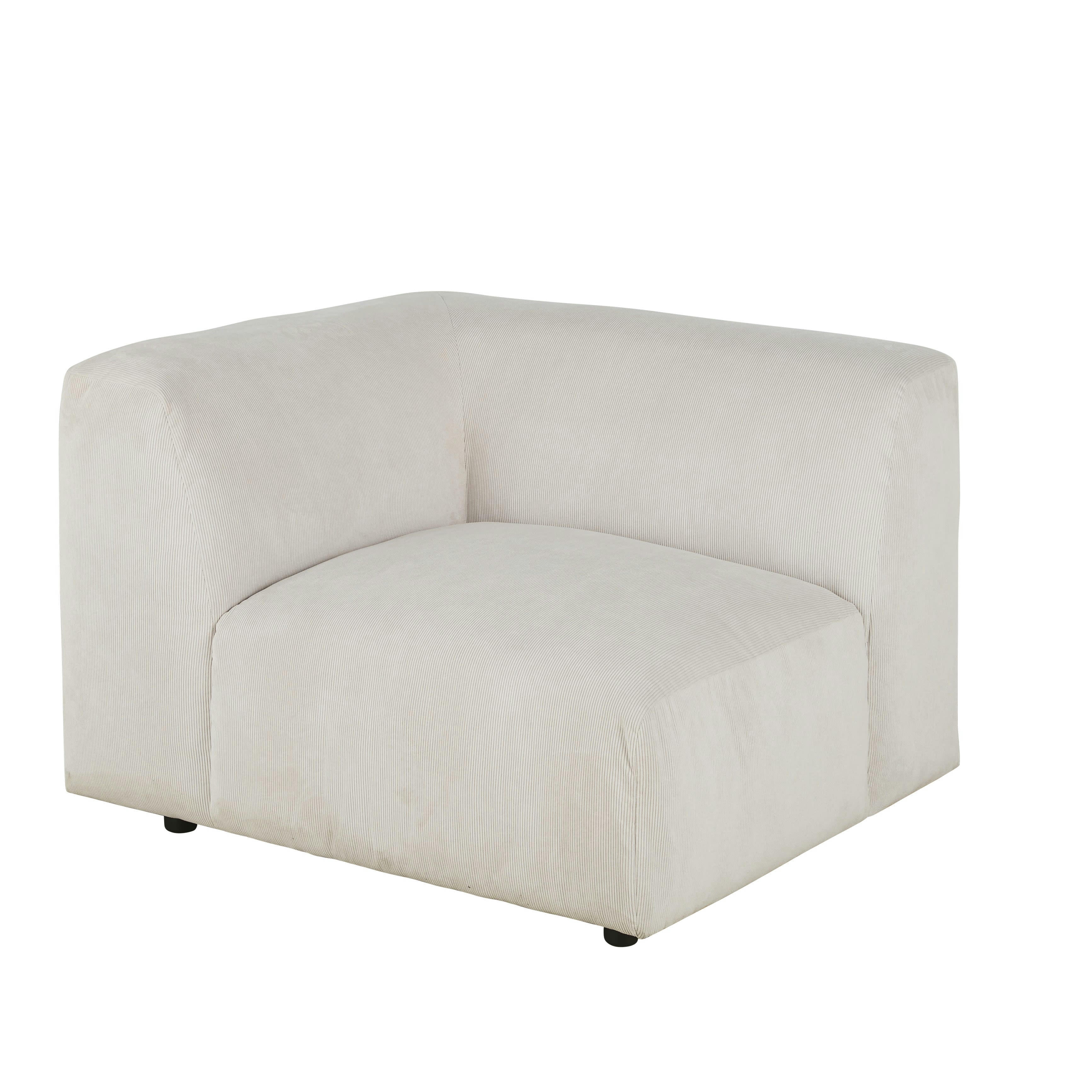 Buddy - Accoudoir droit pour canapé modulable en velours côtelé beige