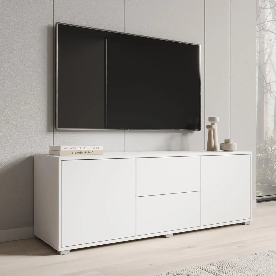 Meubella - TV-Meubel Gideon - Wit - 141 cm