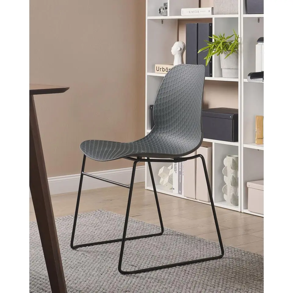 PANORA - Eetkamerstoel set van 4 - Donkergrijs - Plastic