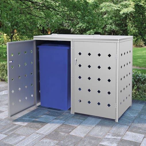 NNEVL Double Wheelie Bin Shed 240 L Stainless Steel