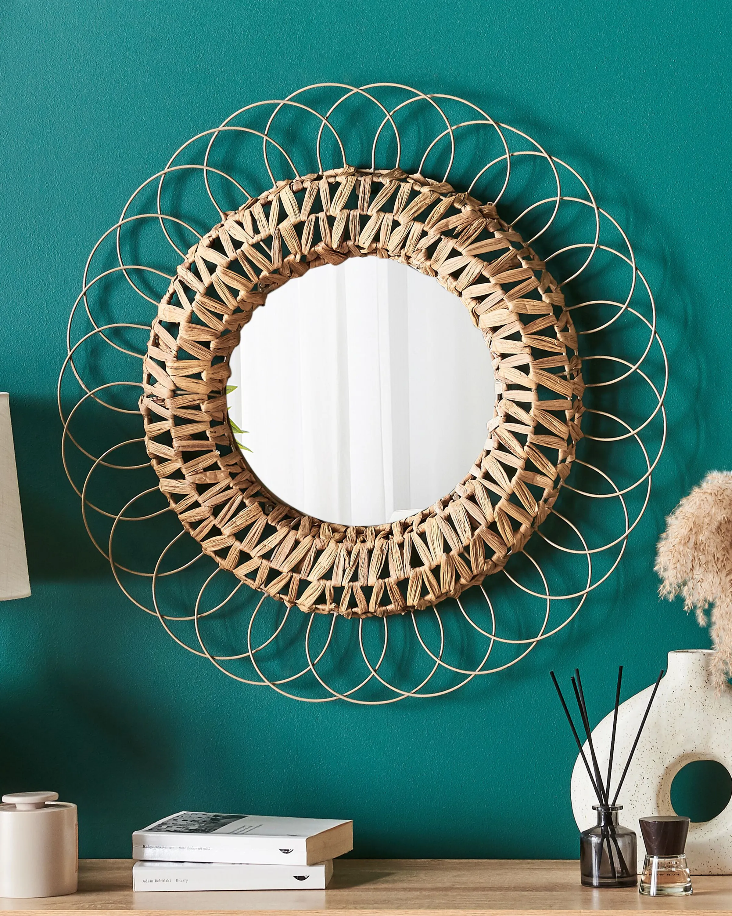 Wall Mirror PAMOL 67 cm 67 cm Wicker Natural