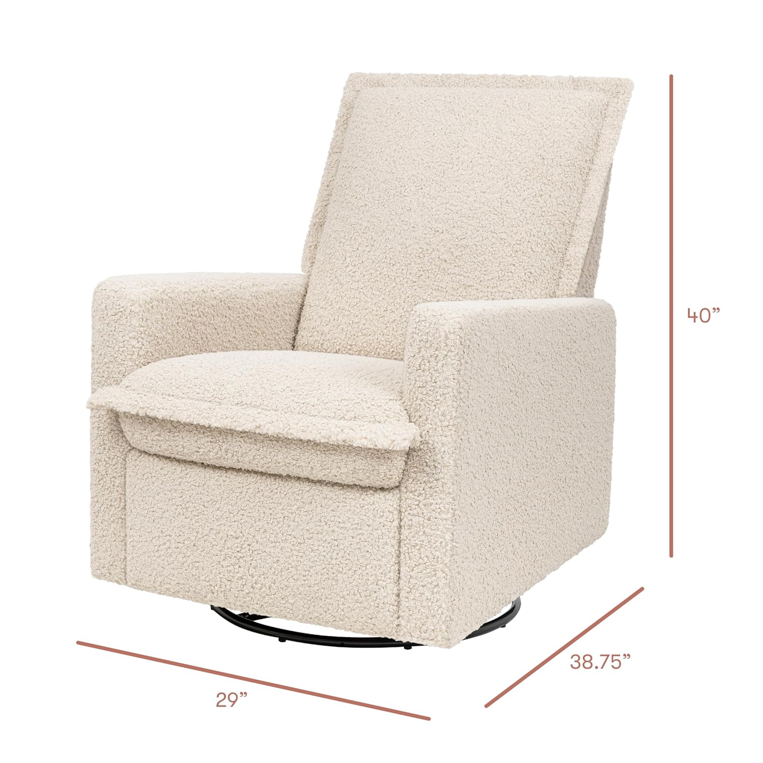 Babyletto Cali Flange Recliner and Swivel Glider in Almond Teddy Loop, Greenguard Gold and CertiPUR-US Certified