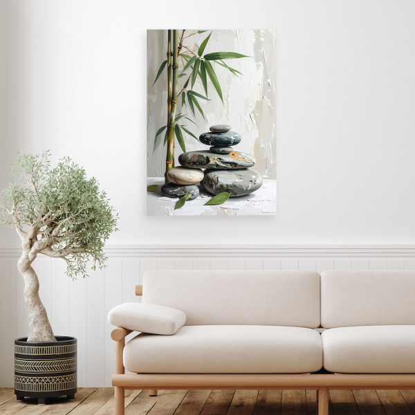 Obraz do salonu sypialni kuchni, Kamienie zen spa liście bambusa 20x30