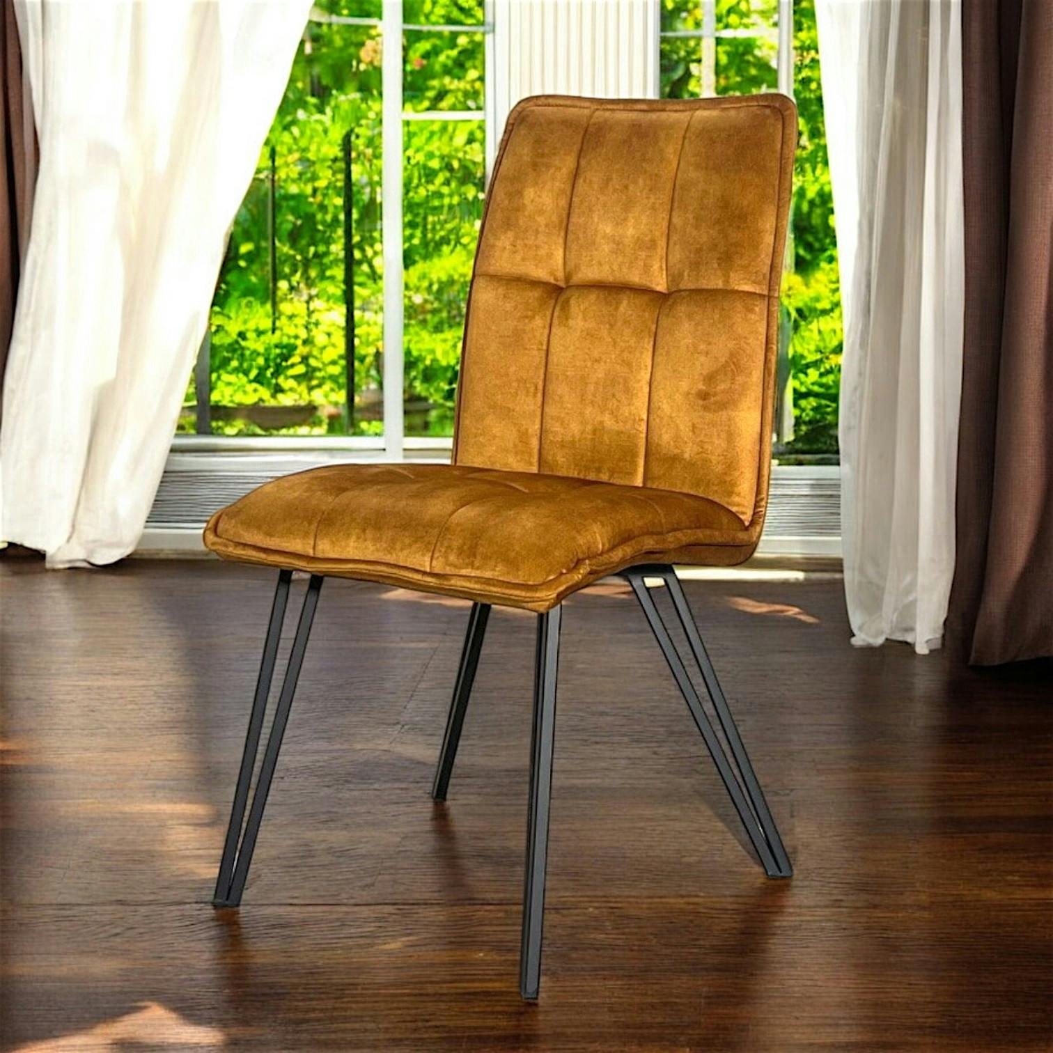 Chaise de salle à manger ocre avec pieds épingle (lot de 2) MALMOE