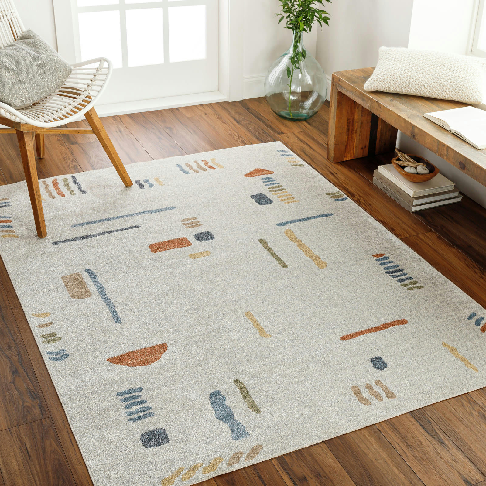AMELIA - Tapis Scandinave Lavable en Machine Multicolore/Gris 160x213