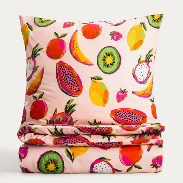 Pościel FRUTTI z mikrofibry w owoce 220x200   2*70x80 cm HOMLA