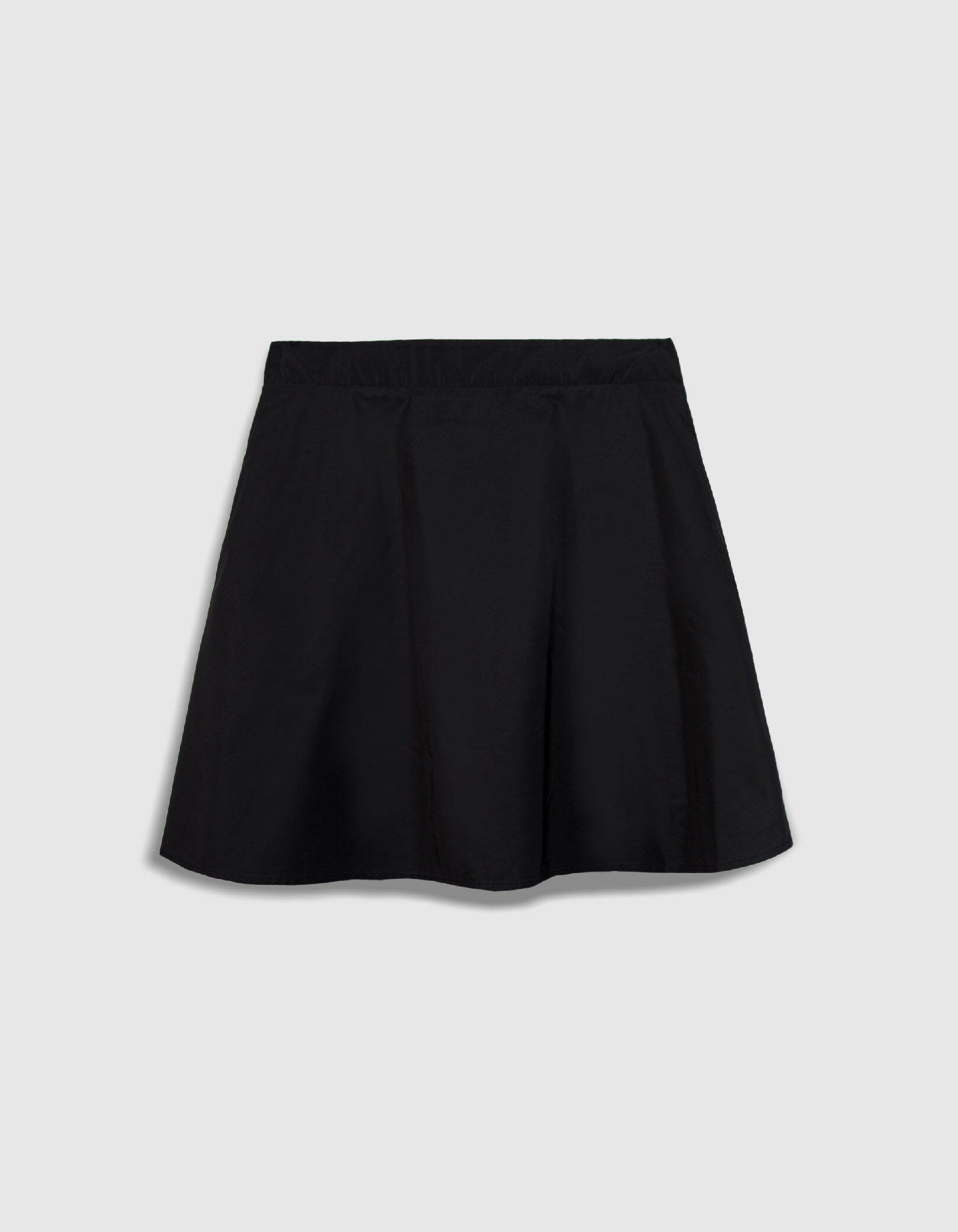Jupe courte trapèze noire taffetas satiné Femme