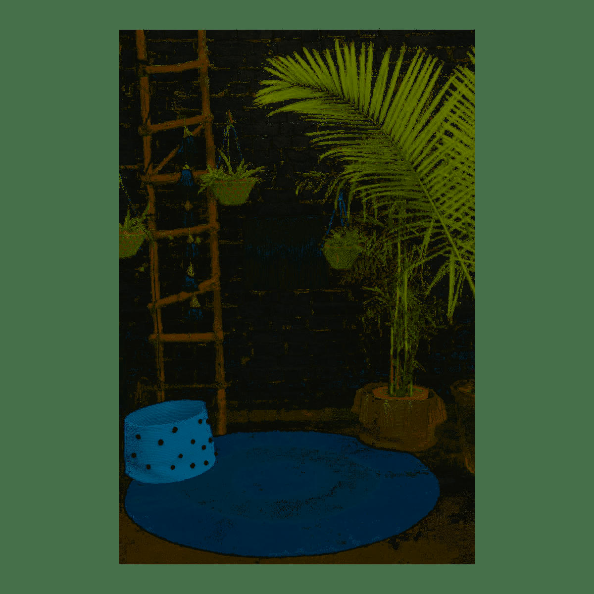 DÉGRADÉ - Tapis coton rond dégradé bleu D150