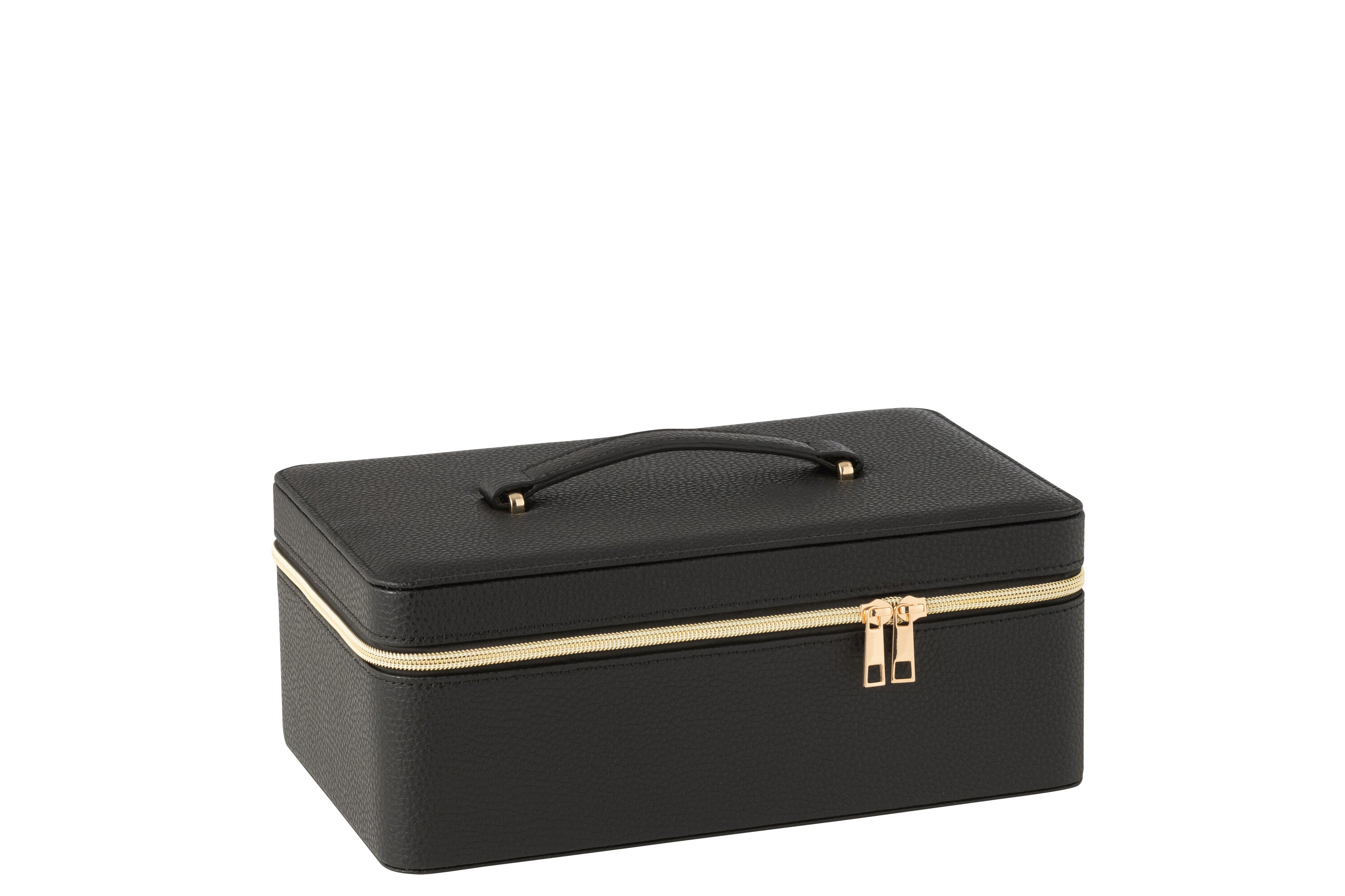 J-Line toilettas Rechthoek + spiegel - kunstleder - zwart