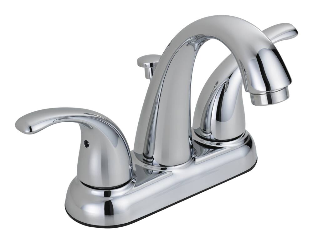 Peerless® Double Handle Rigid Spout 4-in Centerset Bathroom Sink Faucet with Pop-Up Drain, Chrome
