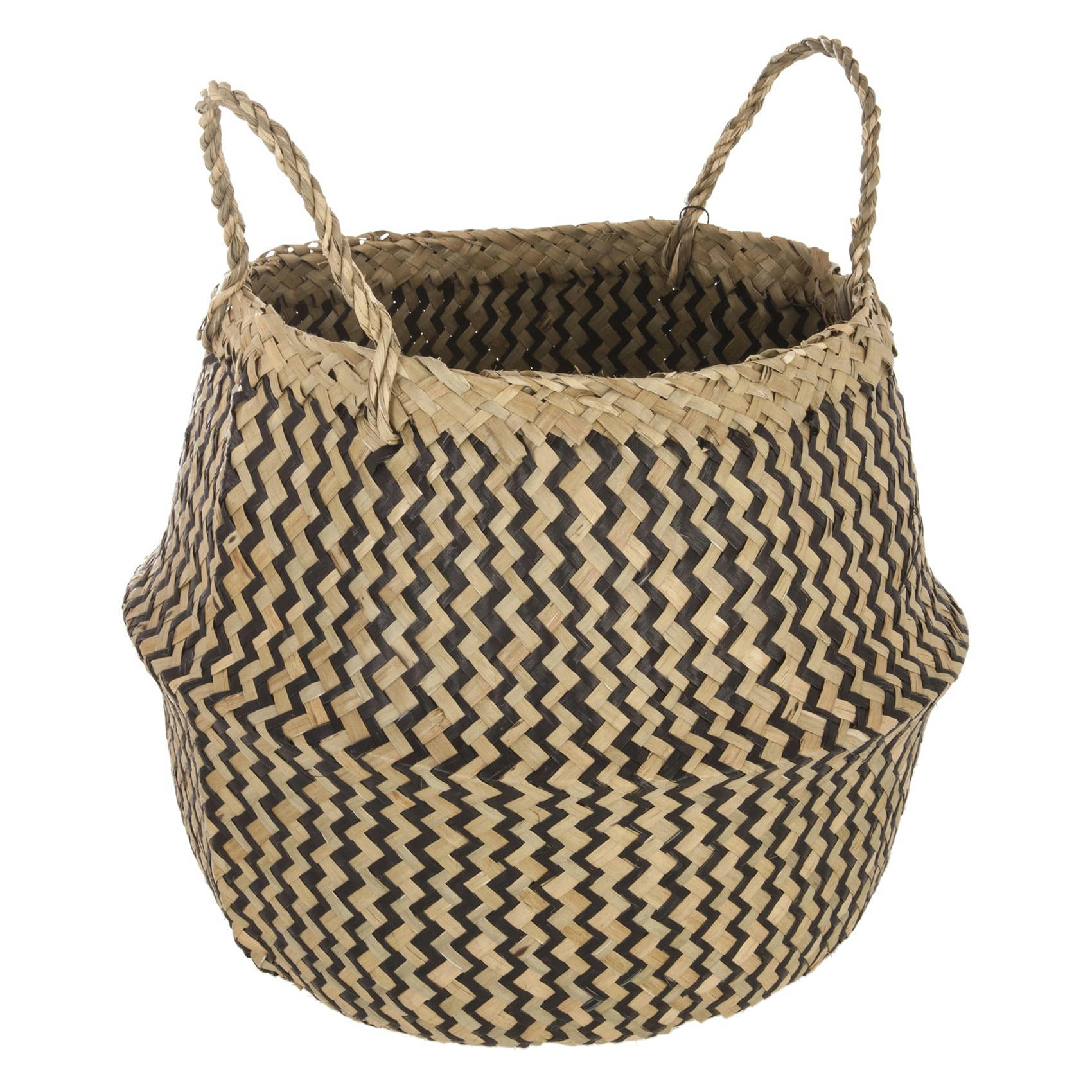 SEAGRASS - Panier tressé motif noir