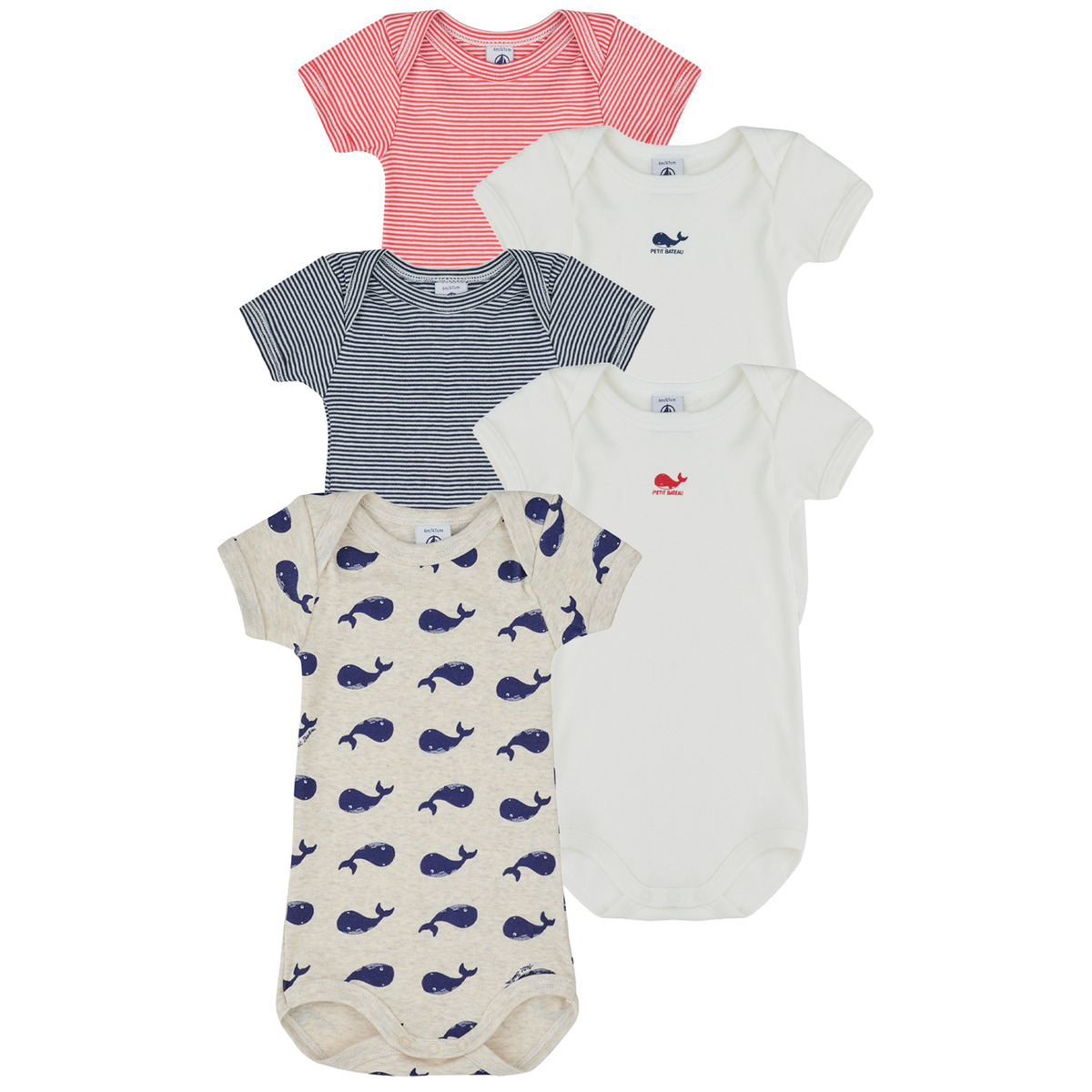 Petit Bateau - 5 BODIES US MC - Multicolour