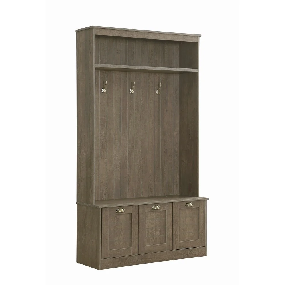 The Gray Barn Grassway Aged Oak Hall Tree with Overhead Storage Shelf - 42 x 15.50 x 75
