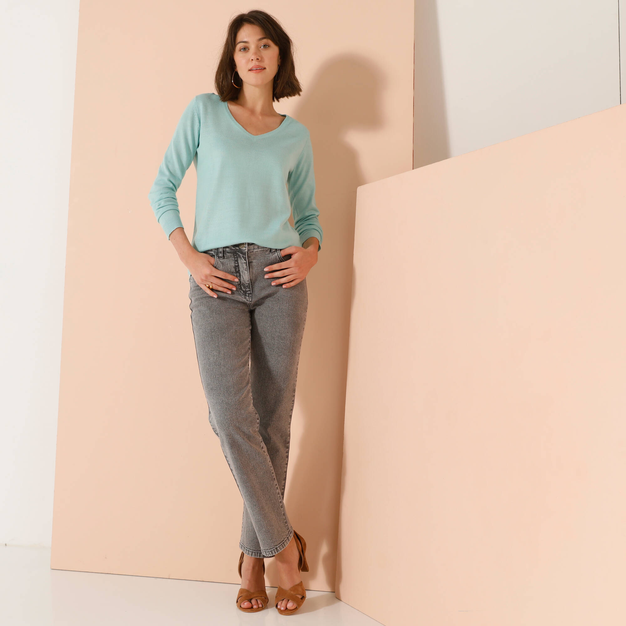 Pull col V, toucher doux
