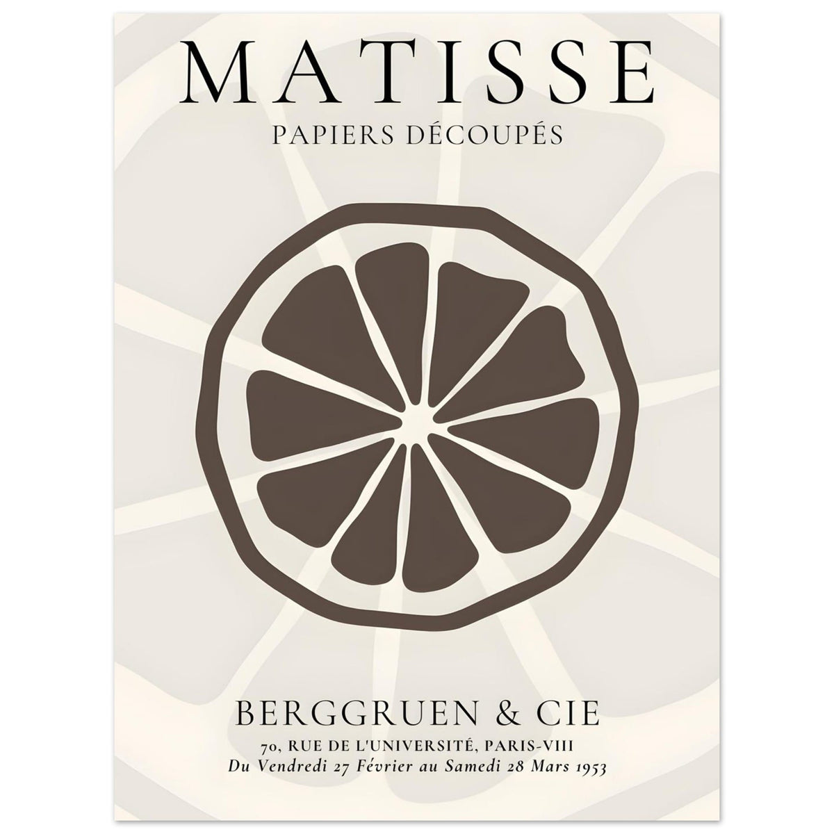 Artfulprints Poster Matisse – Slice of an orange  - 30x40 cm - Grijs