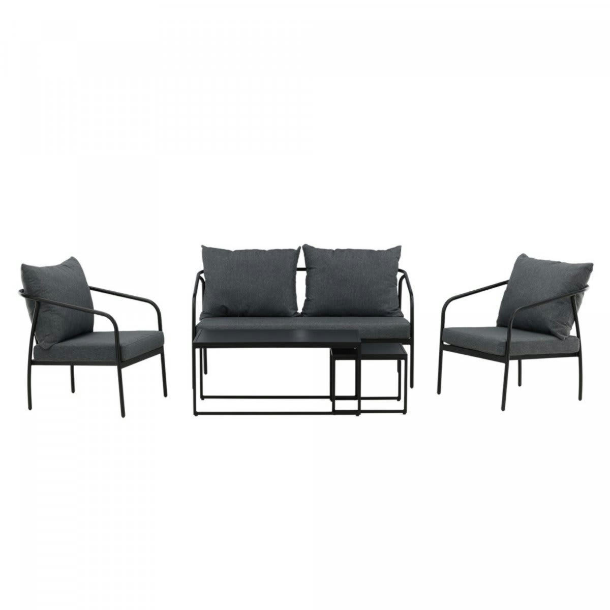 AVEIRO - Salon de jardin contemporain en tissu gris