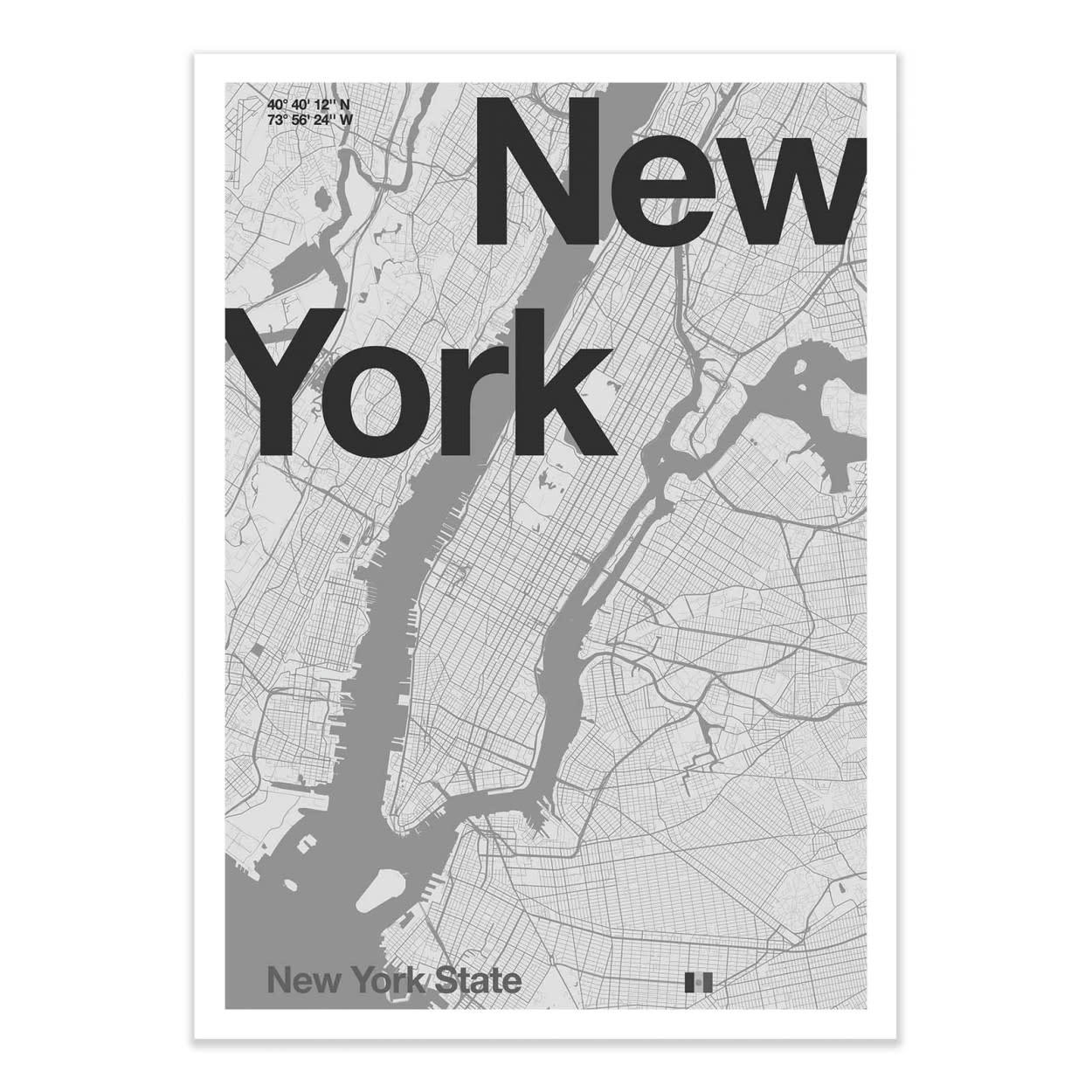 FLORENT BODART - NEW-YORK MINIMALIST MAP - Affiche d'art 30 x 40 cm