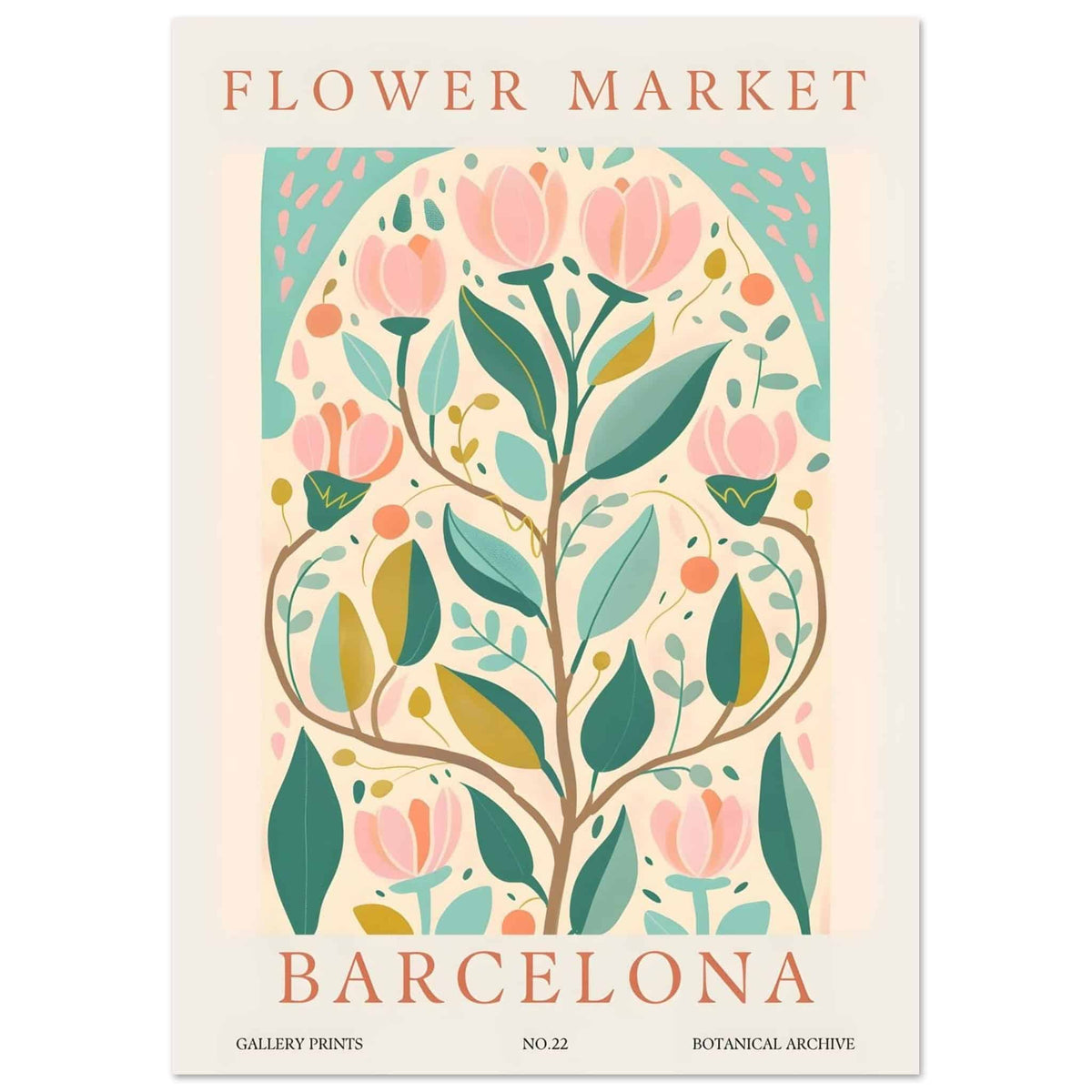 Artfulprints Poster Flower market - Barcelona  - A4 21x29.7 cm - Meerkleurig