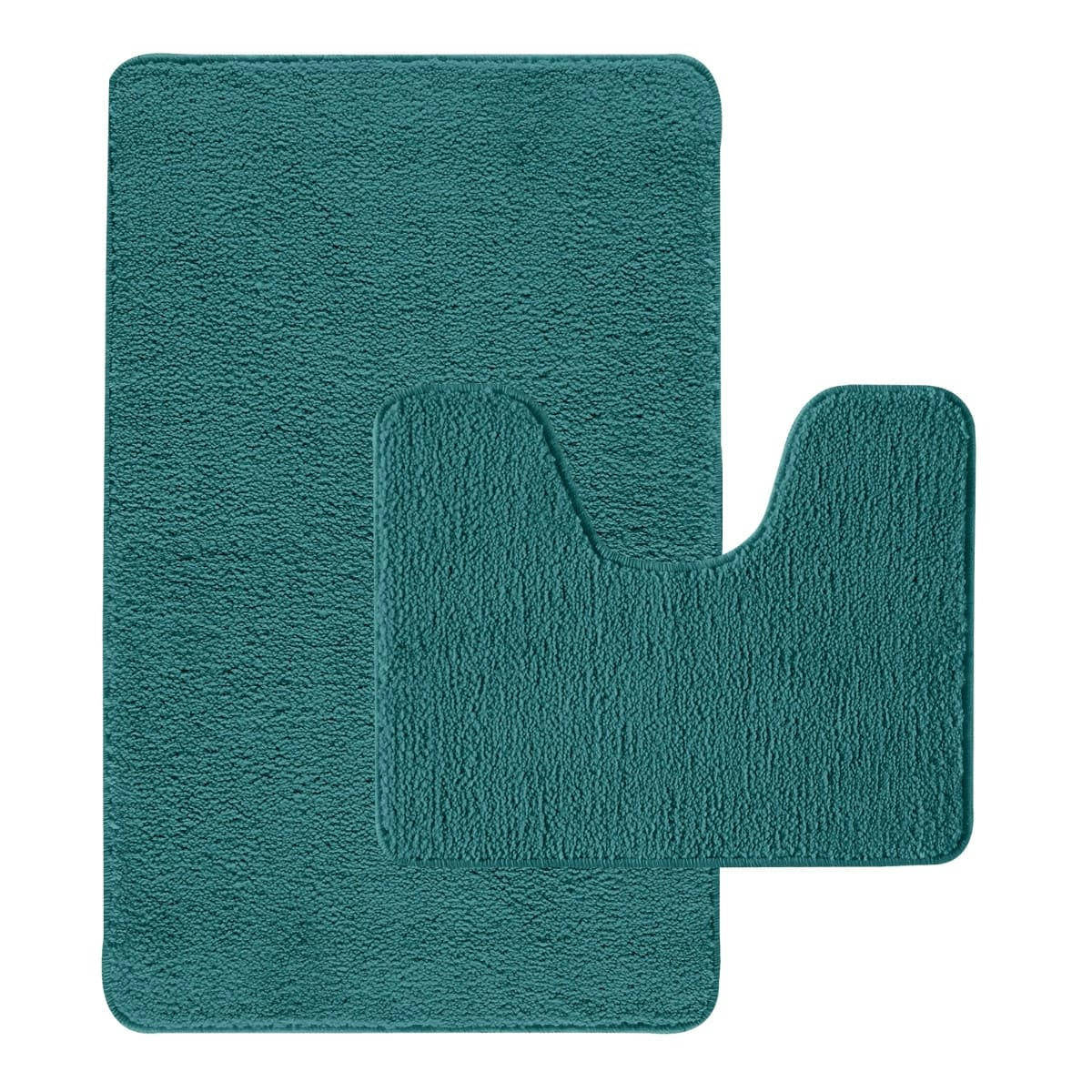 POLYNESIE - Lot de 2 tapis de bain polyester  50x80cm +  contour bleu