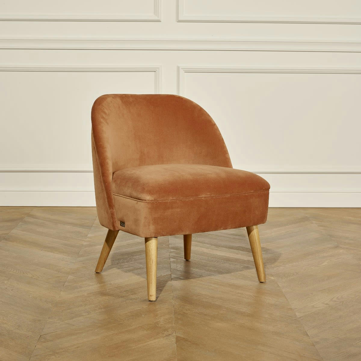 MIA - Fauteuil crapaud en velours caramel