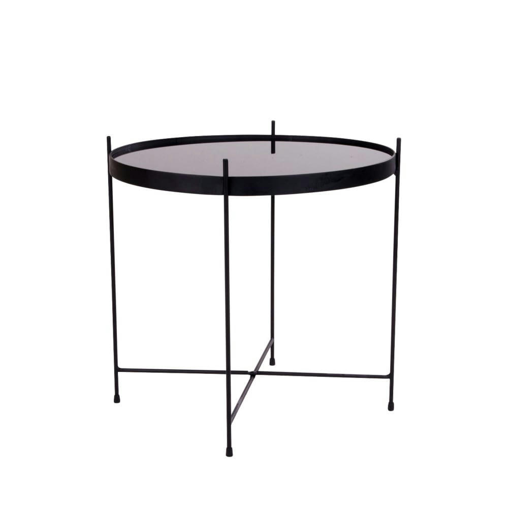 VENEZIA - Table basse en verre et métal D48xh48cm noir