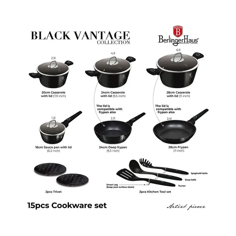 Pfanne 15-teilig Black Vantage Collection
