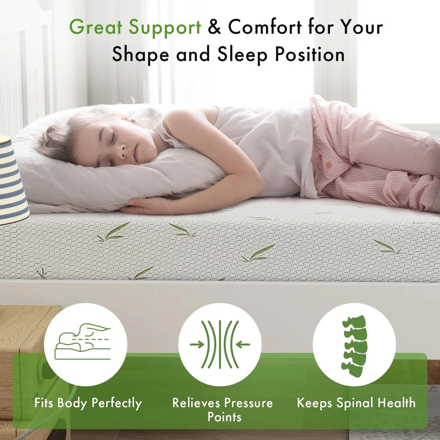 Mattress in a Box, 6 inch Cooling Gel Green Tea Memory Foam Mattresses, Medium Firm Bed Mattress