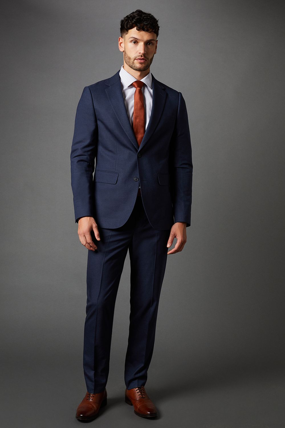 Burton Navy Sharkskin Slim Fit Suit Jacket